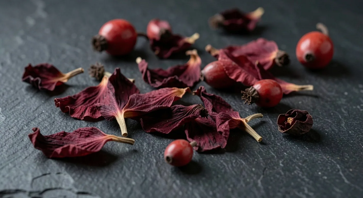 Elemente botanice pe fundal întunecat